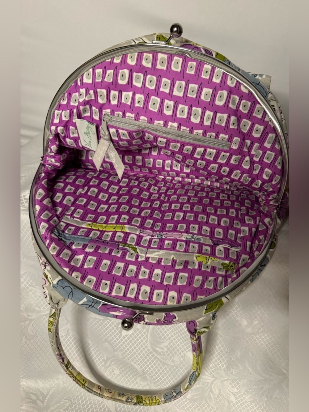 Vera Bradley Quilted Floral Frame Satchel-Retired Pattern- Double Compartment - Picture 16 of 16